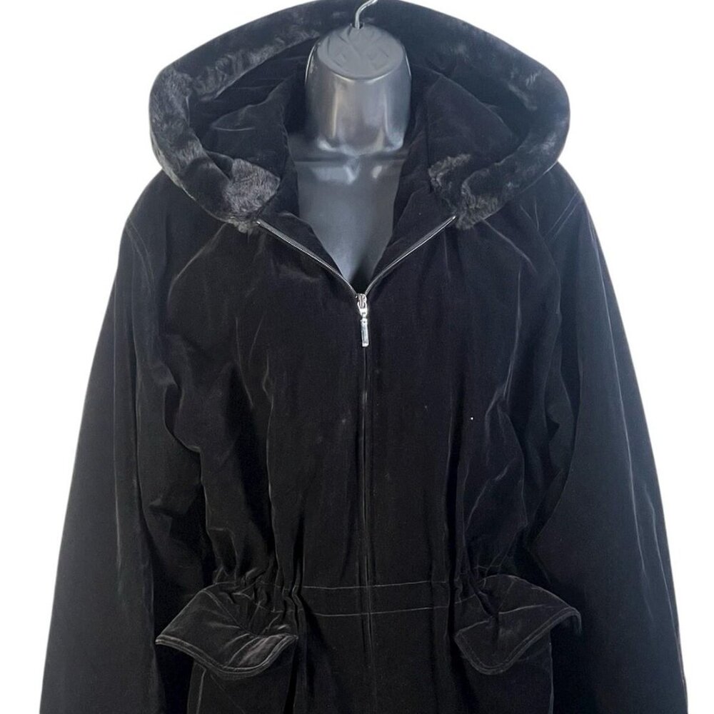 Vintage Gallery Old Money Velvet Fur Trim Drawstring Waist Opera Coat
